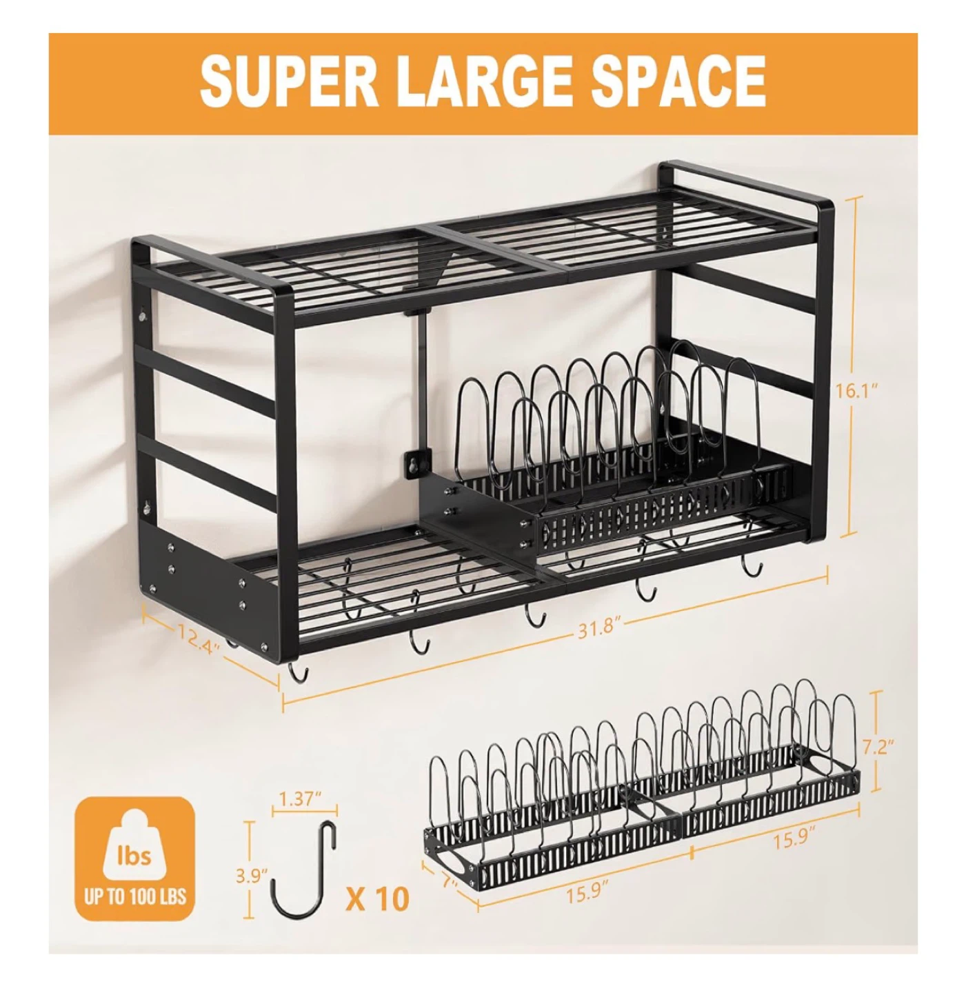 Multifunctional Wall Mount Pot Rack Organizer - photo 3