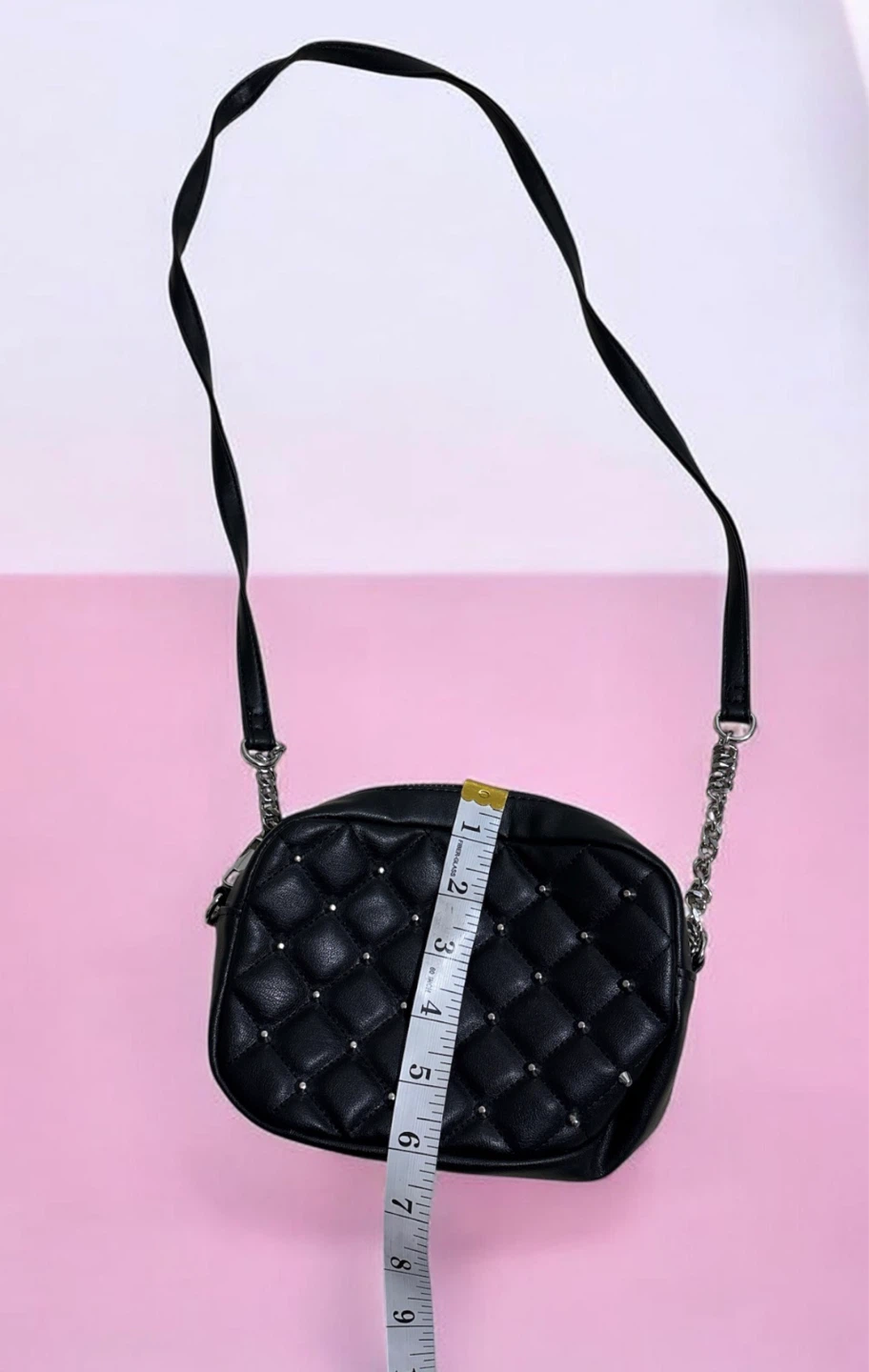 Black Quilted Studded Crossbody Bag - photo 3