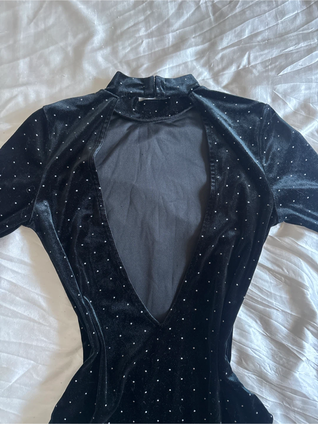 Vintage Divided H&M Black Velvet Bodysuit with Sparkles - Size S - photo 2