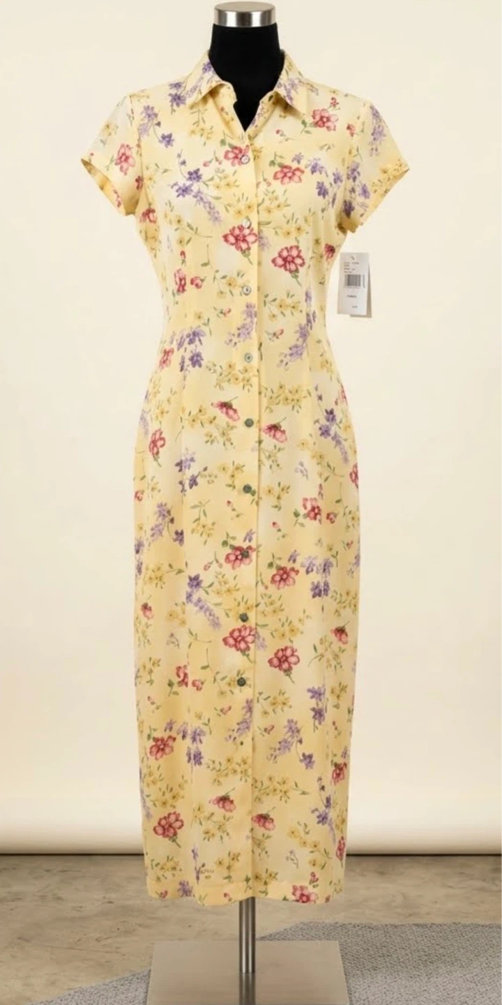 Liz Claiborne Collection Floral Button-Up Midi Dress Size 6