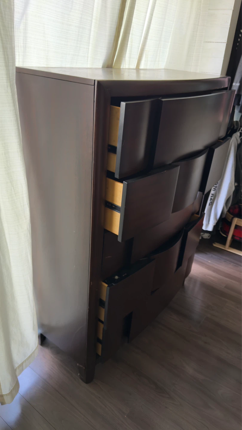 Dark cherry wood queen bed set - photo 3