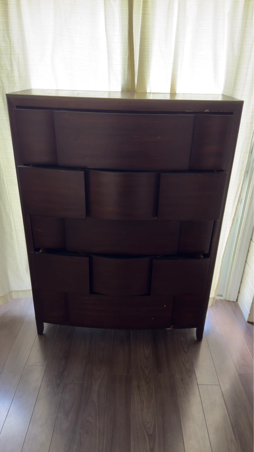 Dark cherry wood queen bed set - photo 4
