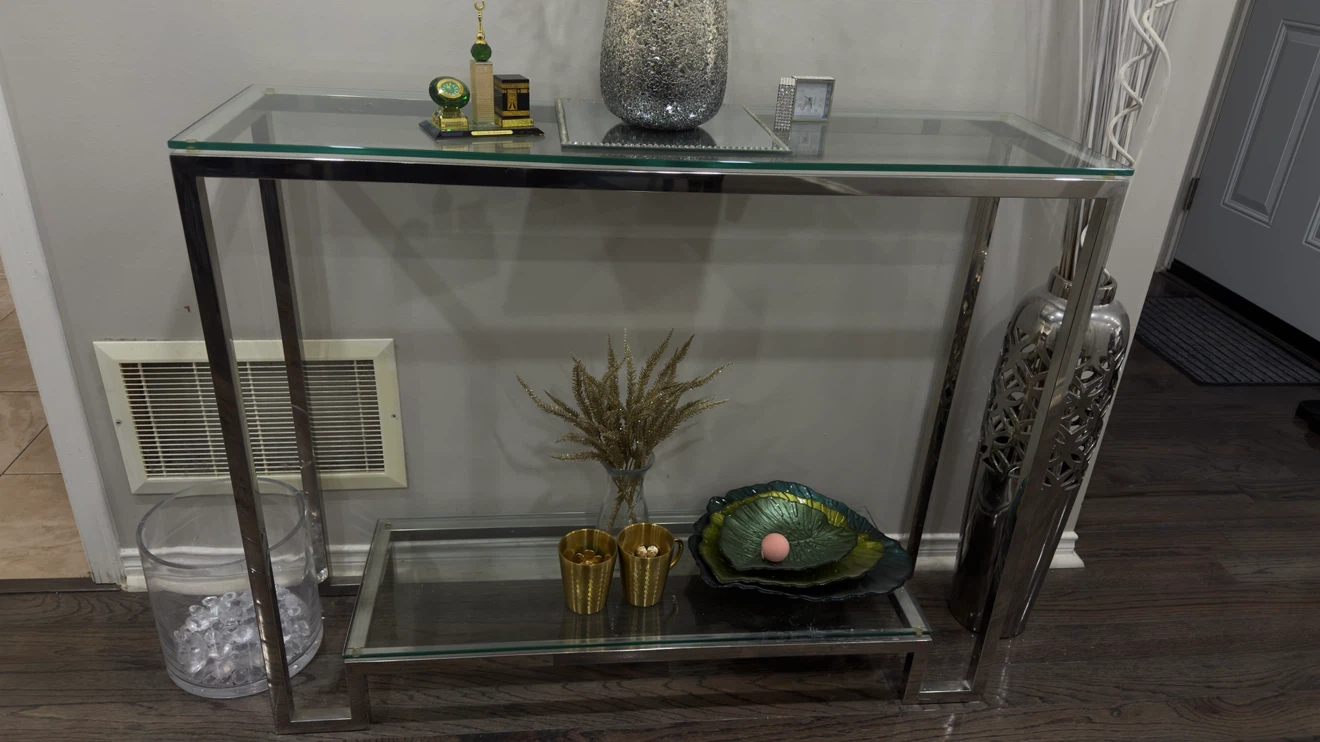 Glass and Chrome Console Table