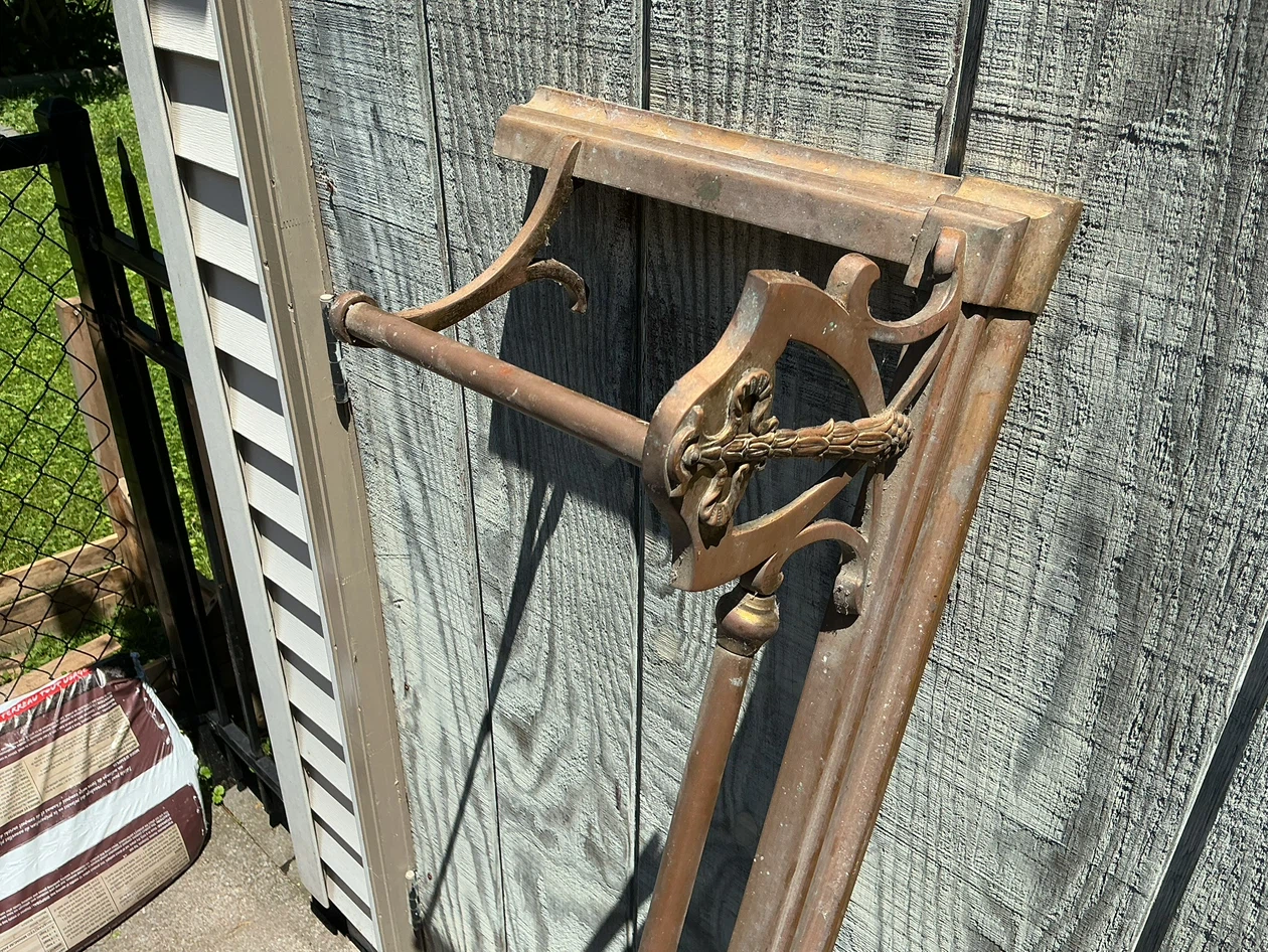 Antique Fireplace Fender with Ornate Brass Details - photo 4