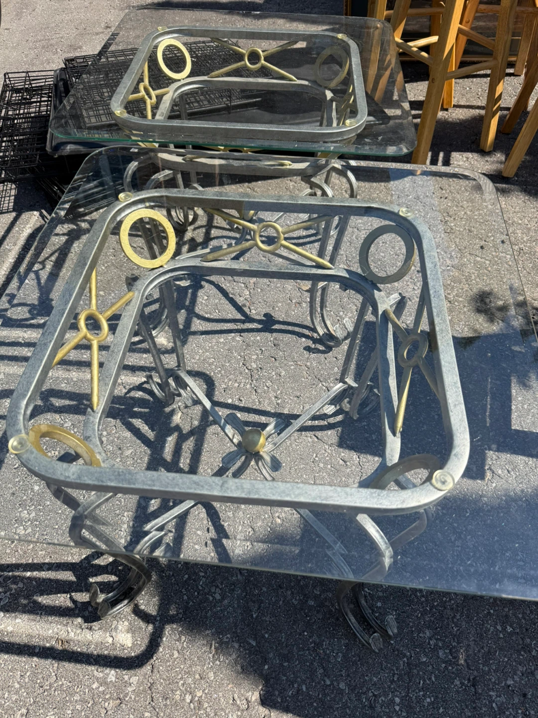 Glass Top Side Tables with Metal Frames - photo 2
