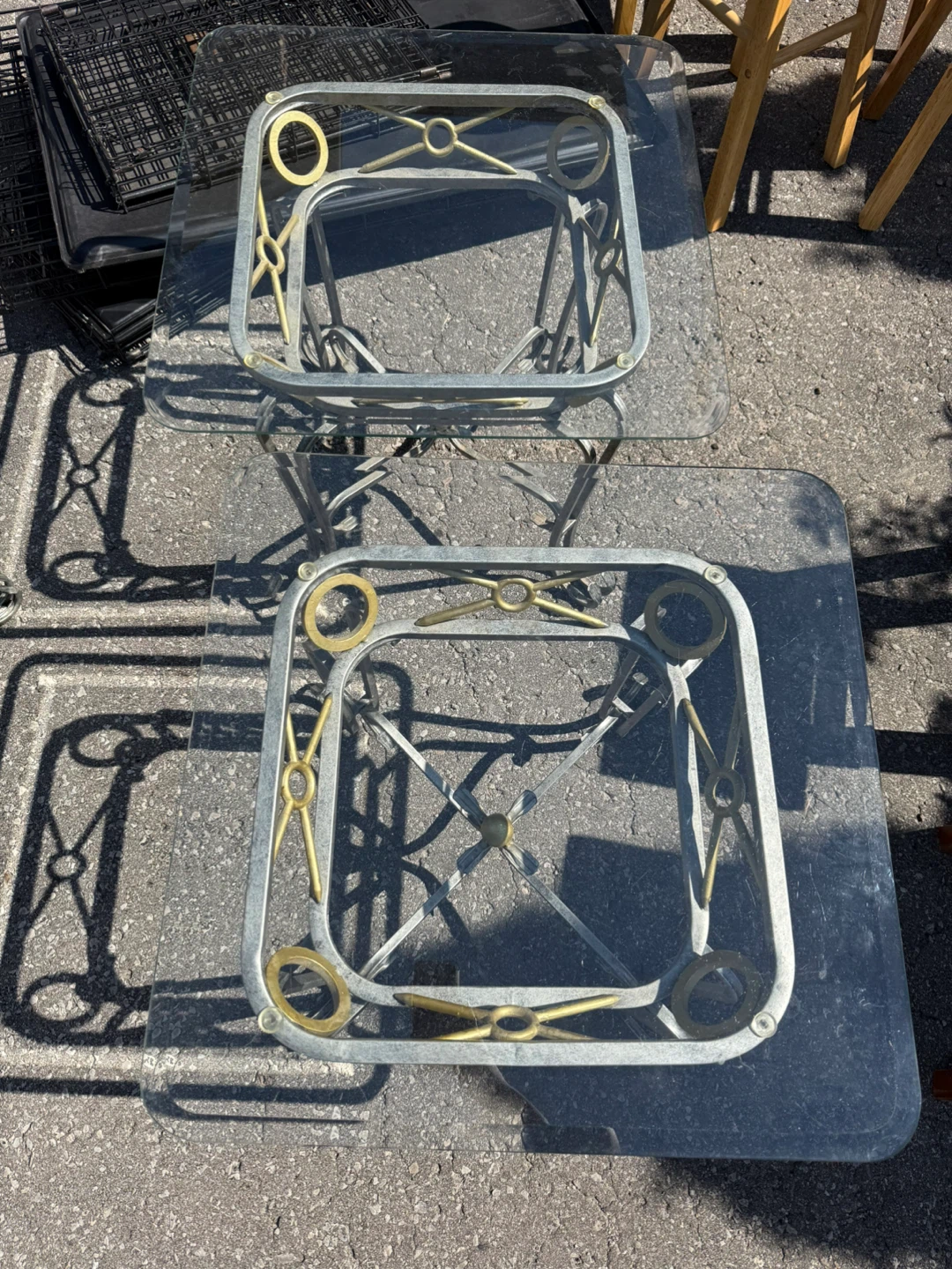 Glass Top Side Tables with Metal Frames