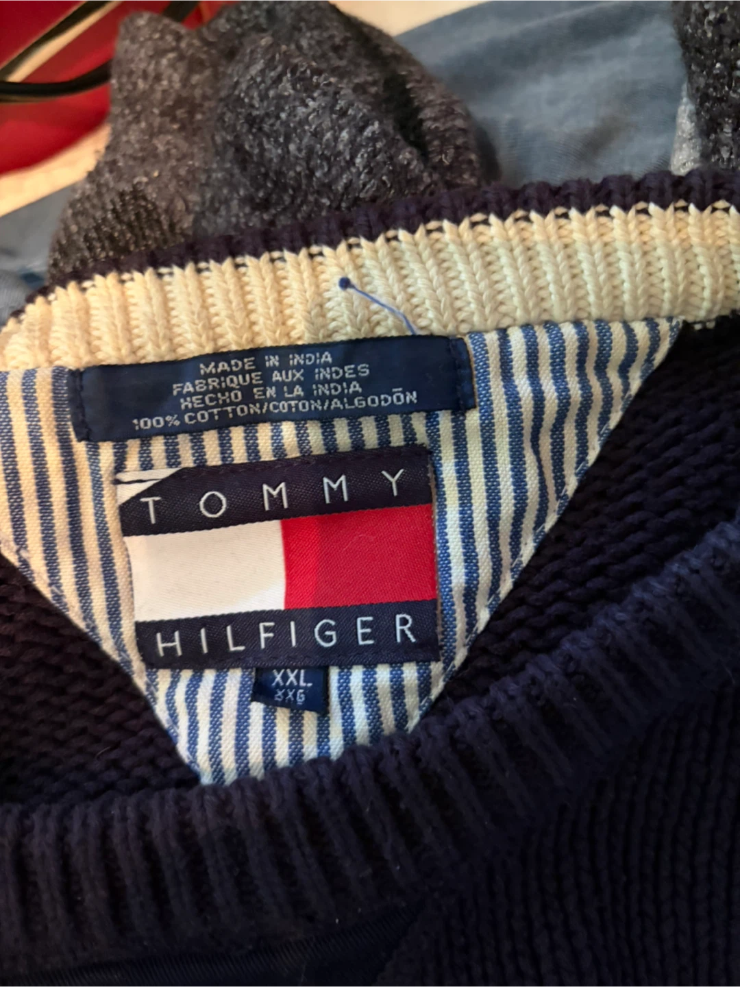 Tommy Hilfiger Navy Blue Cotton Sweater - photo 3
