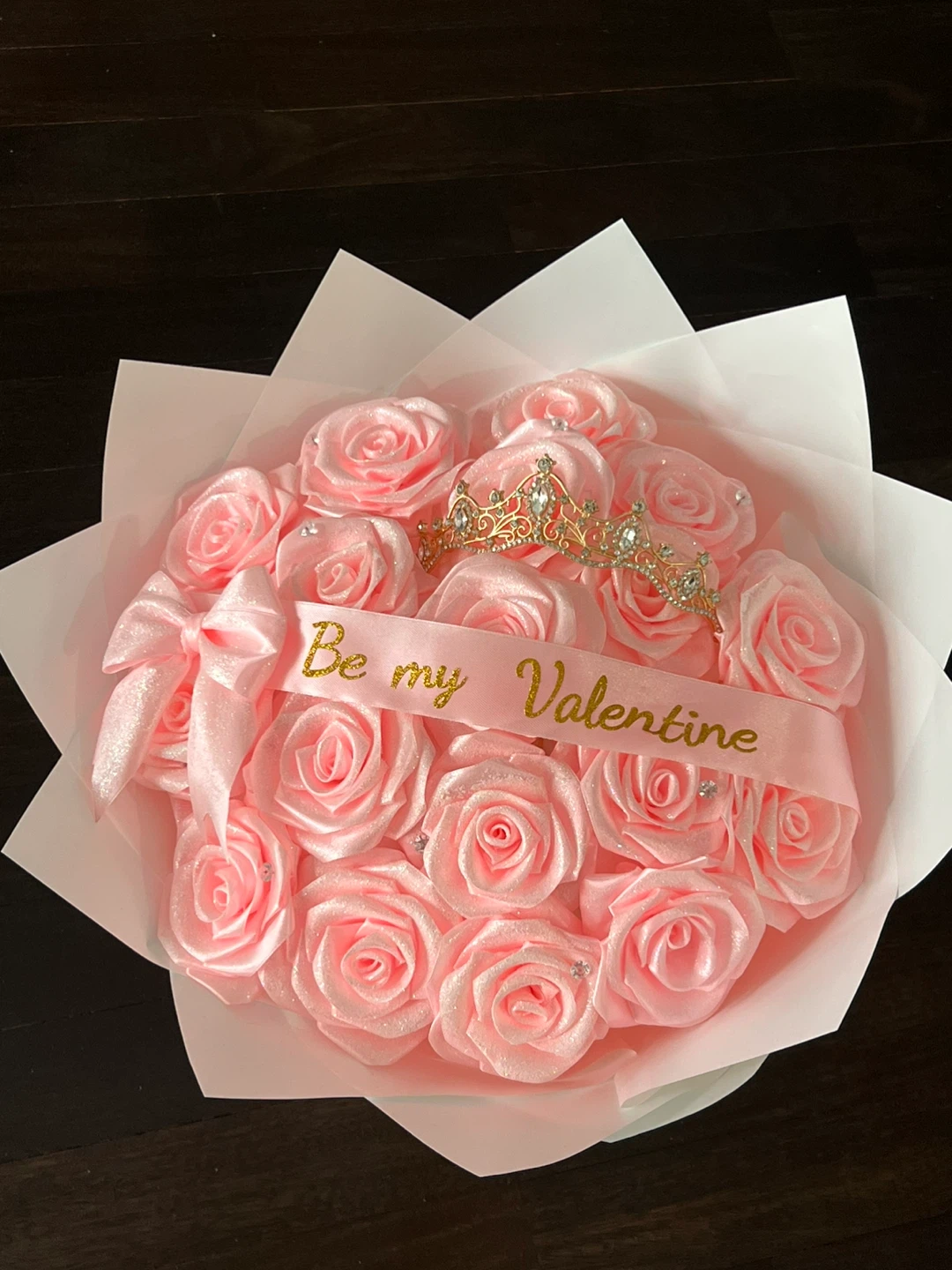 Pink Rose Bouquet with Tiara - photo 2