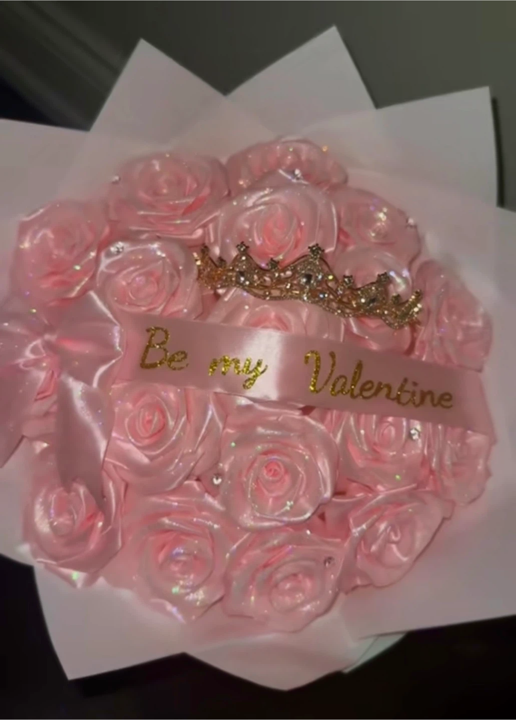 Pink Rose Bouquet with Tiara - photo 3