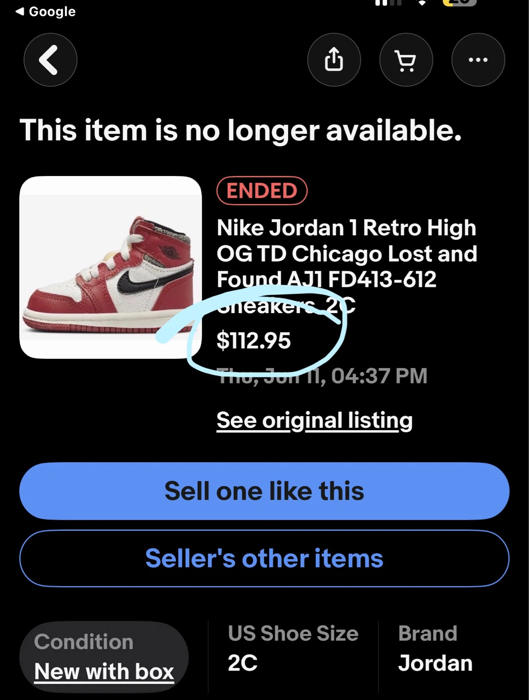 Jordan 1 Retro High OG (TD) Midnight Navy Sneakers Size 2C - photo 5