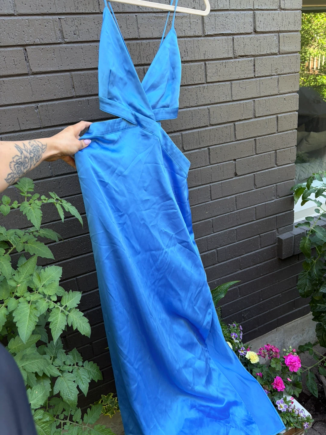Zara Blue Cut-Out Maxi Dress