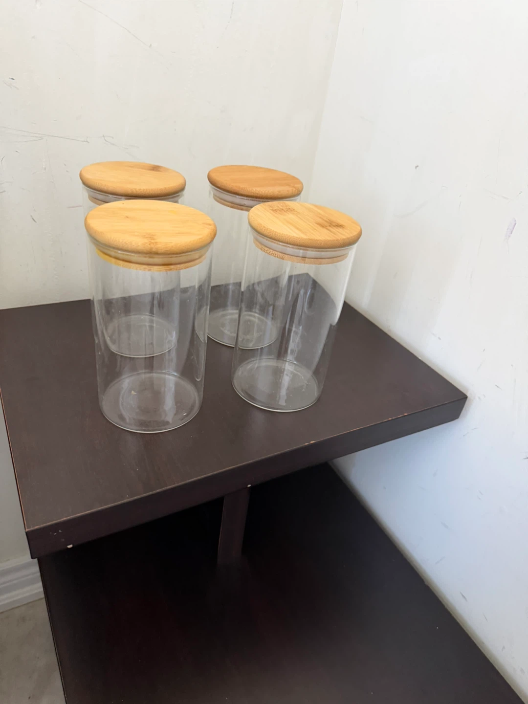 Set of 4 Glass Canisters with Bamboo Lids