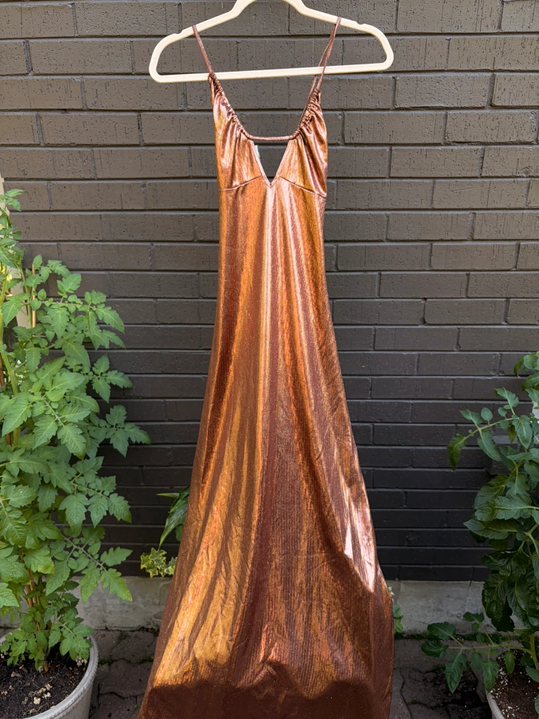 Savage X Fenty Copper Metallic Maxi Dress