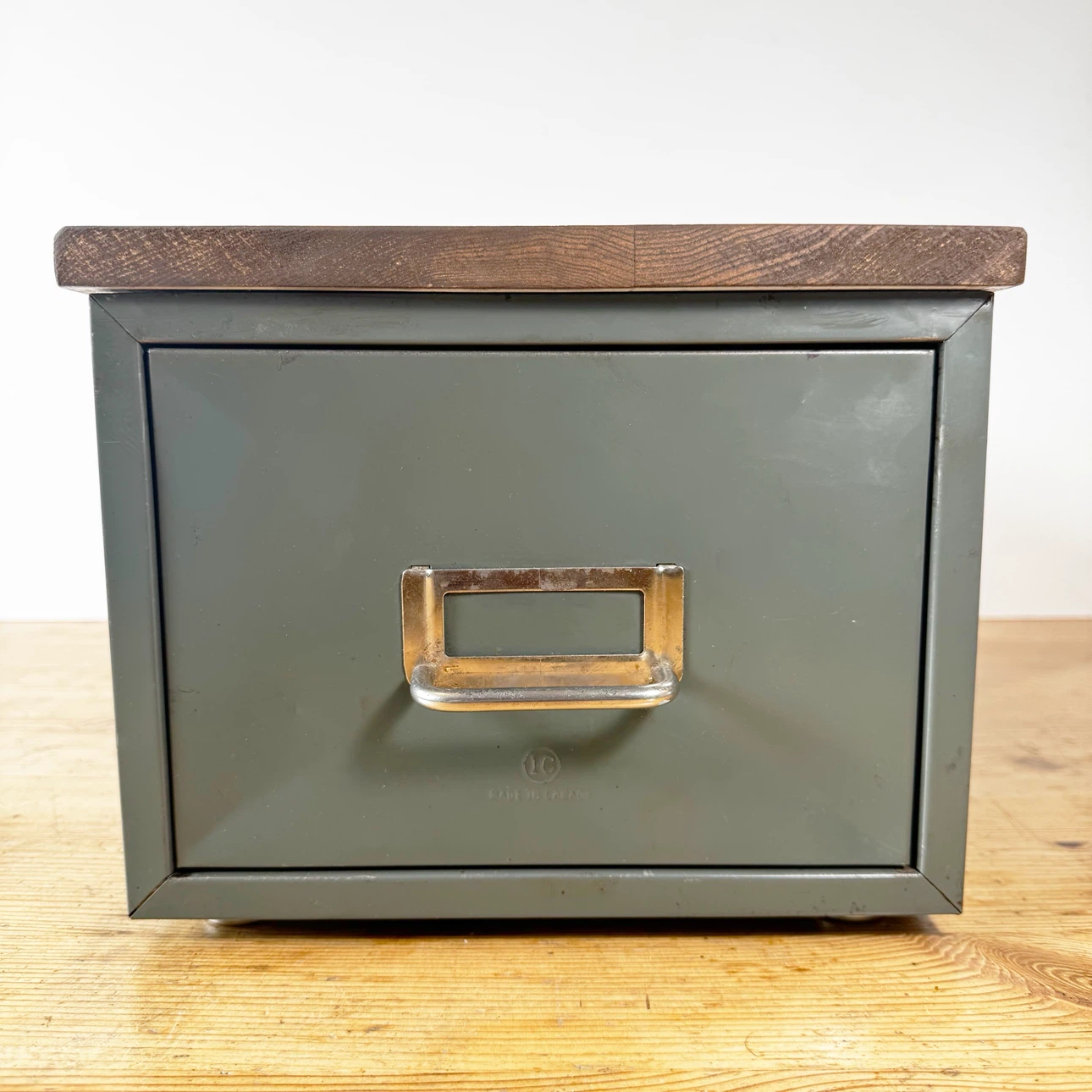 Vintage Metal Filing Cabinet with customized wood top - photo 3