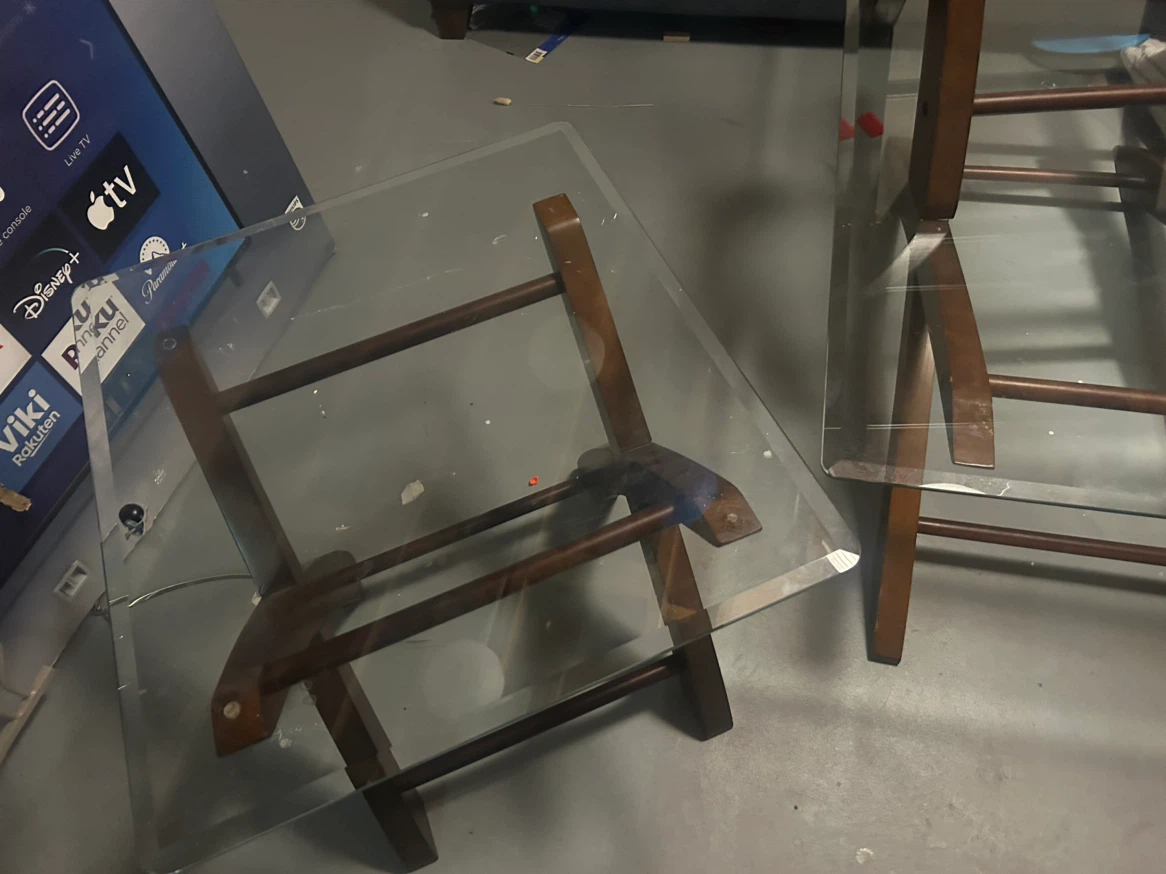 Glass Top Side Table with Wooden Frame - photo 3