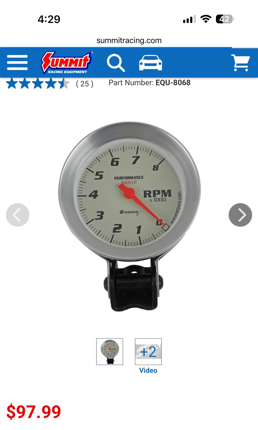 Equus Performance Back-Lit Tachometer RPM x 1000 - photo 4