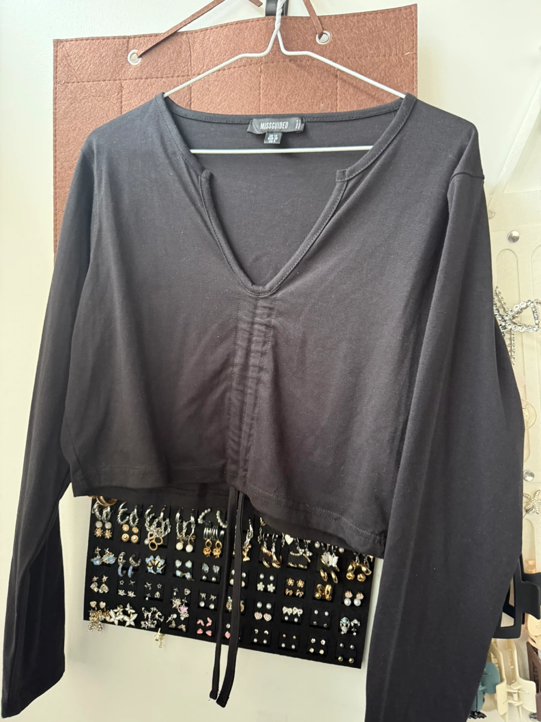 Black Missguided Long Sleeve Crop Top - photo 3