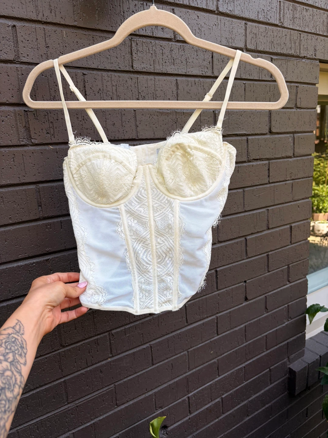White Lace Corset Top Garage Size Small