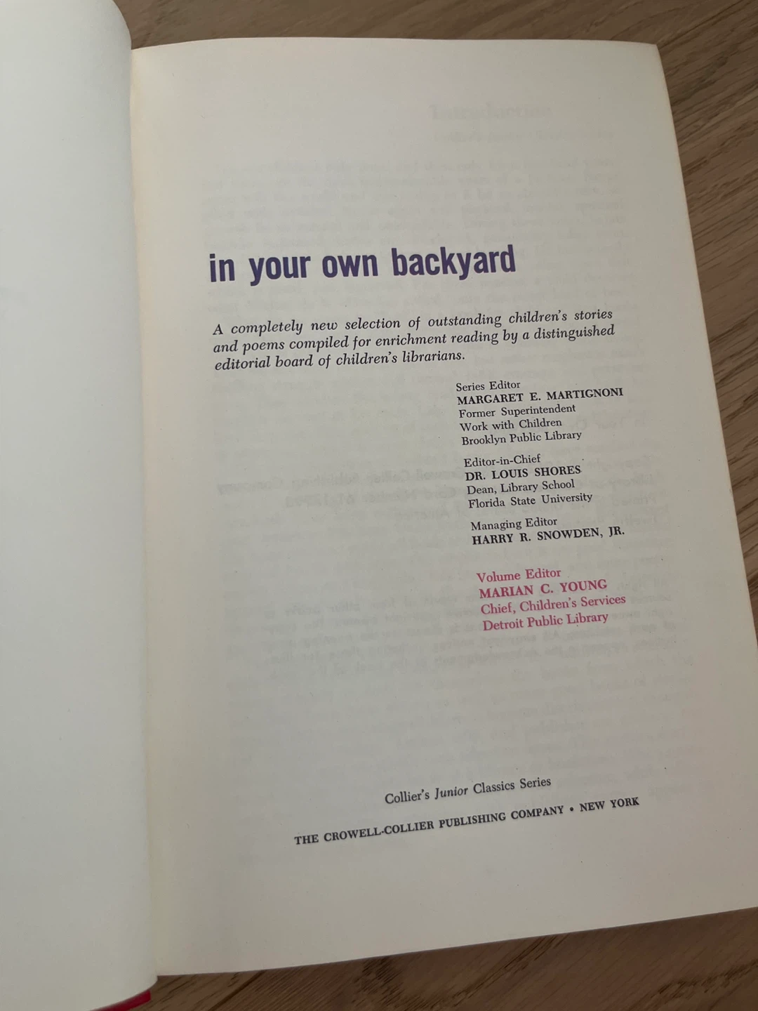 Collier's Junior Classics "In Your Own Backyard" Book - photo 2