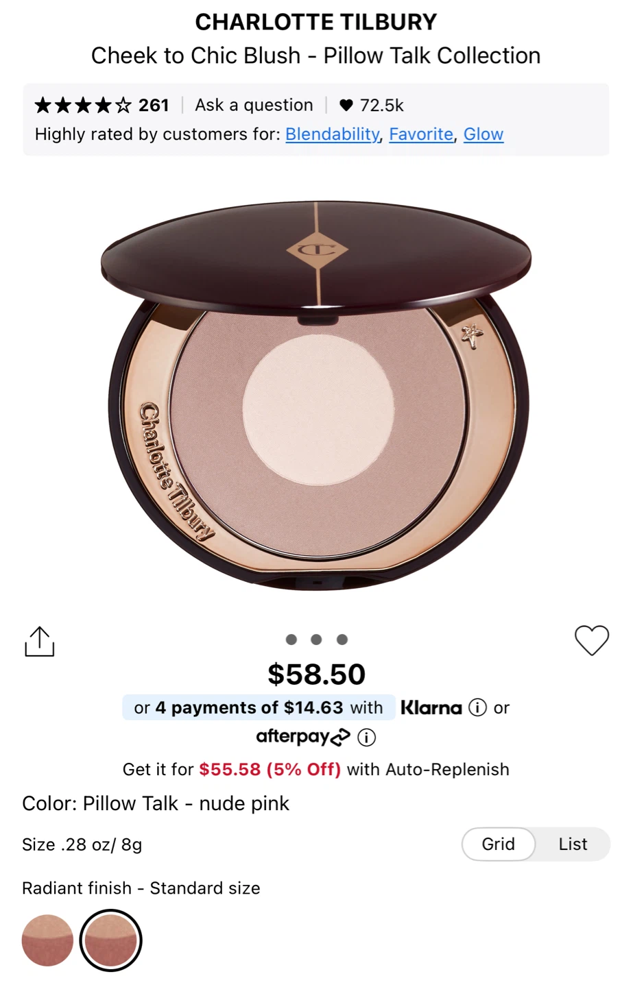 NEW Charlotte Tilbury Pillow Talk Cheek to Chic Powder Blush - photo 4