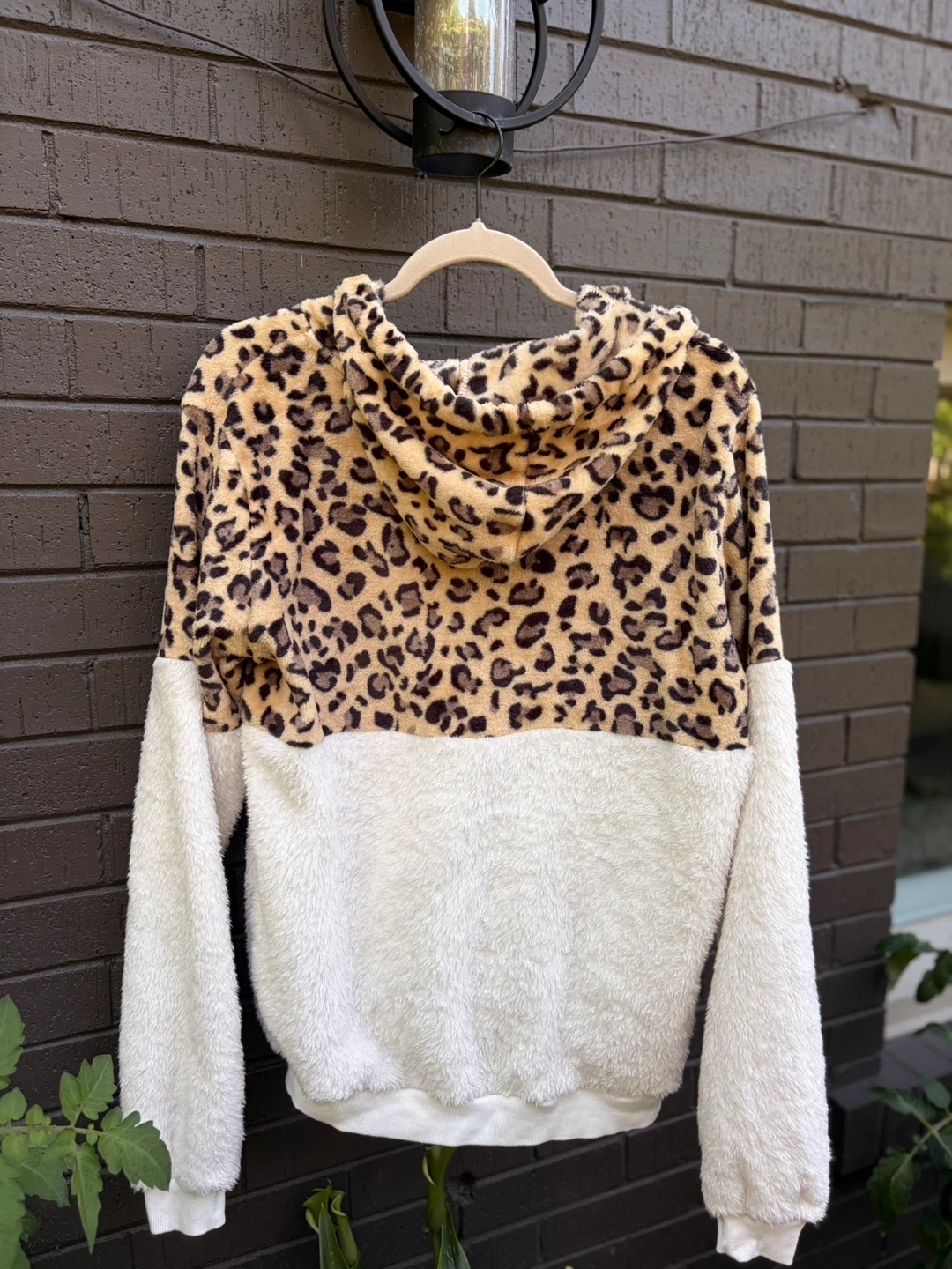 Fuzzy Leopard Print Half-Zip Hoodie - photo 2