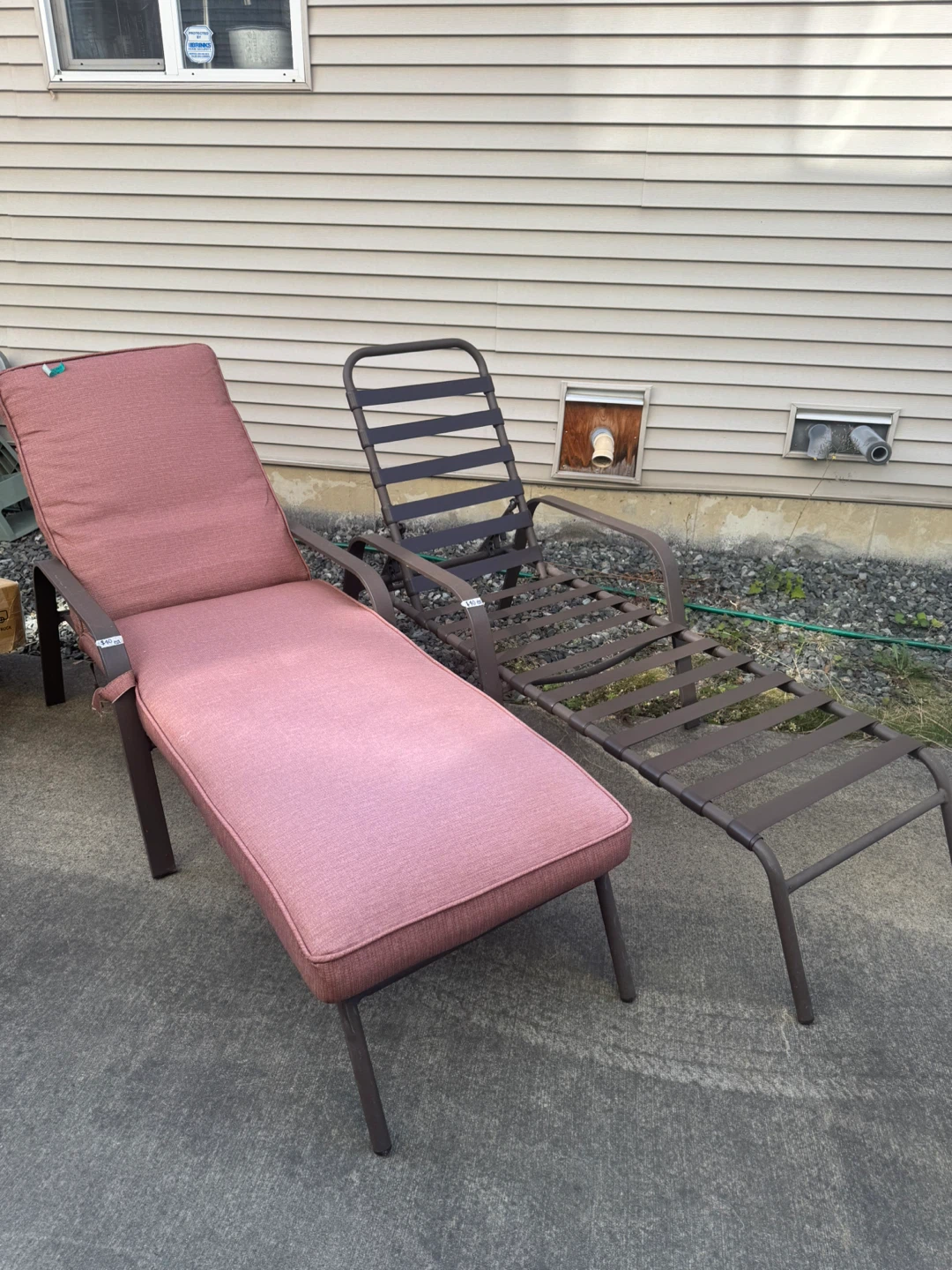 Two chaise lounges - both with matching pads