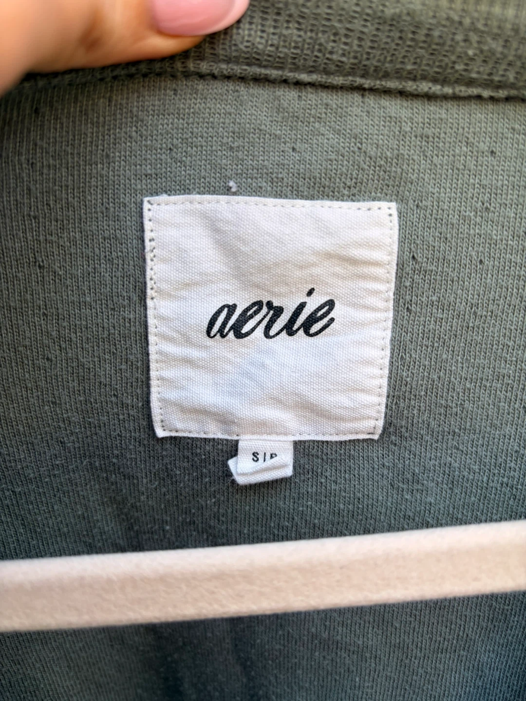 Aerie Green Collared Pullover Sweatshirt - Small - photo 2