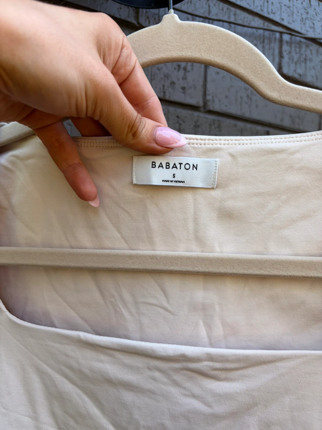 Babaton Beige Square Neck Long Sleeve Top Size S - photo 2
