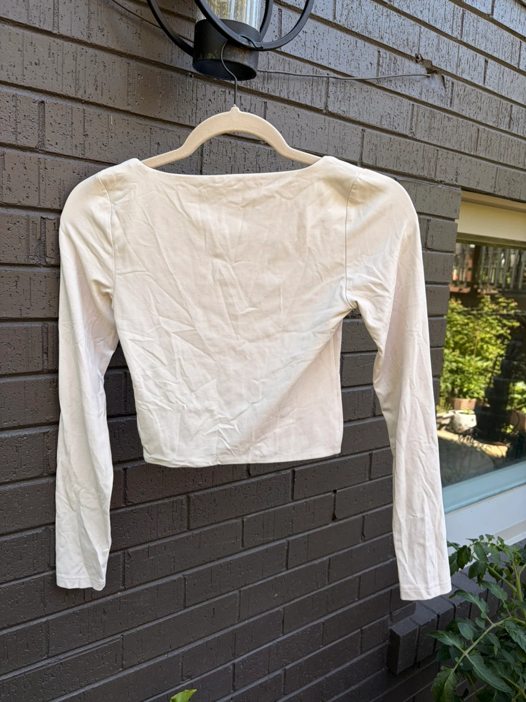 Babaton Beige Square Neck Long Sleeve Top Size S - photo 3
