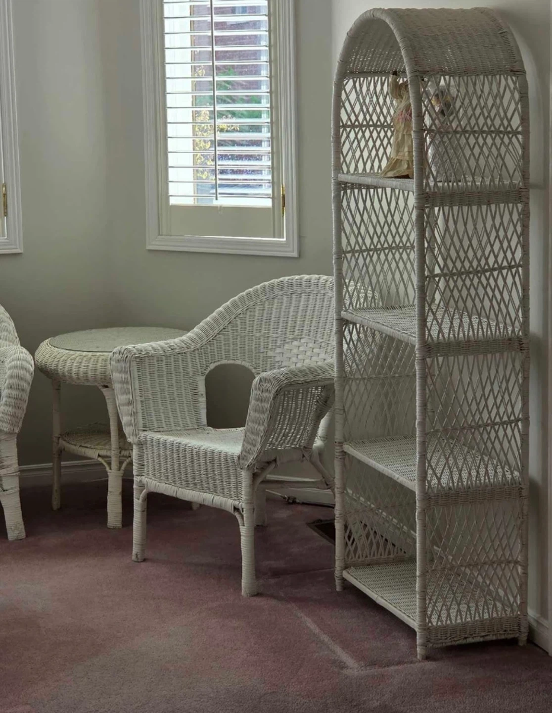 White Wicker Loveseat with Cushions - photo 4