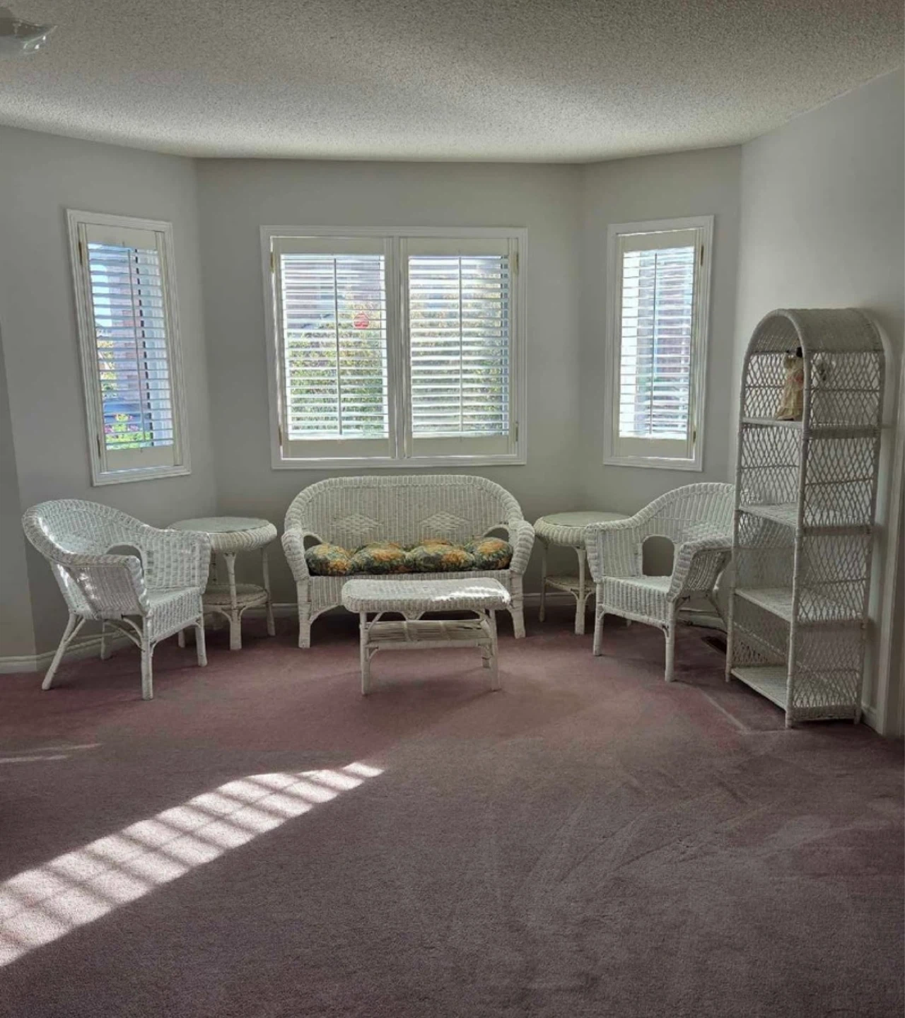 White Wicker Loveseat with Cushions
