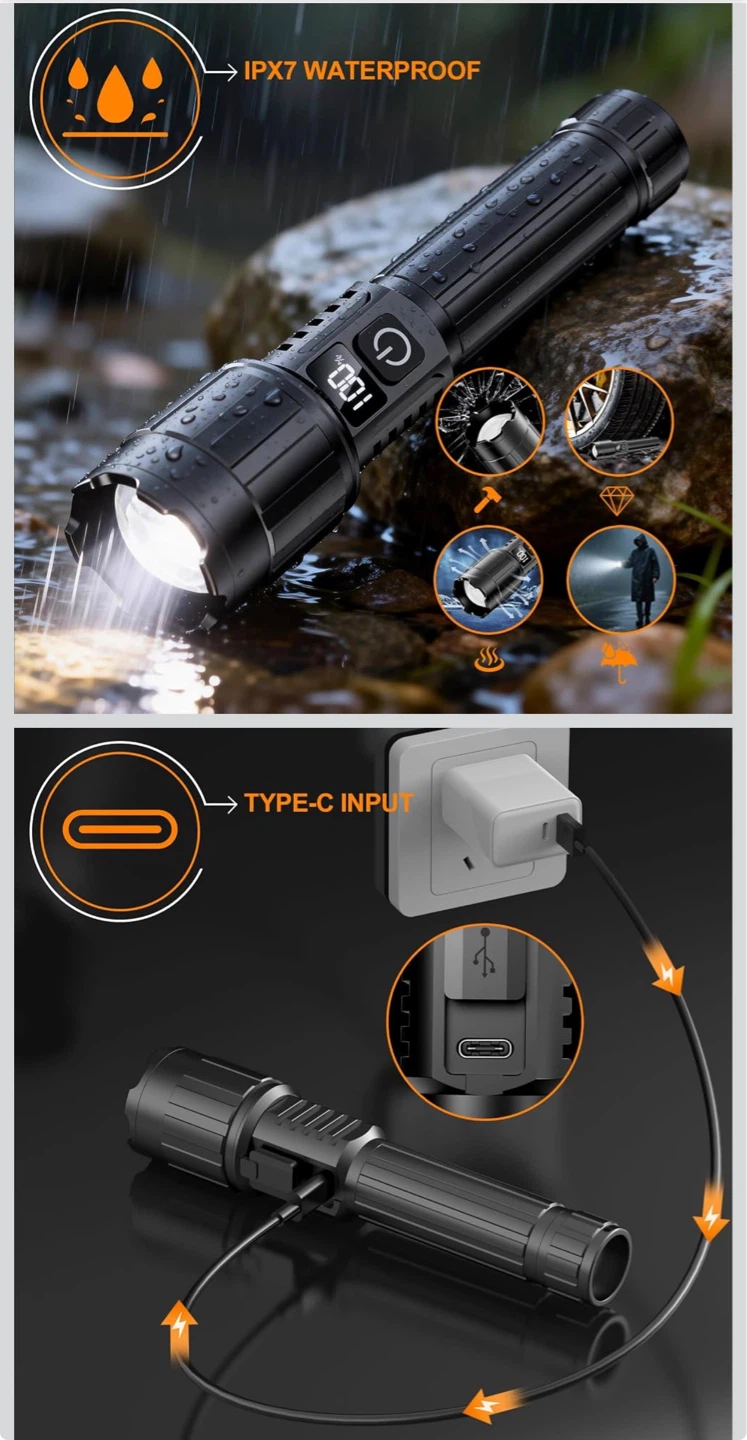 LED Flashlight - Zoomable, Rechargeable - photo 5
