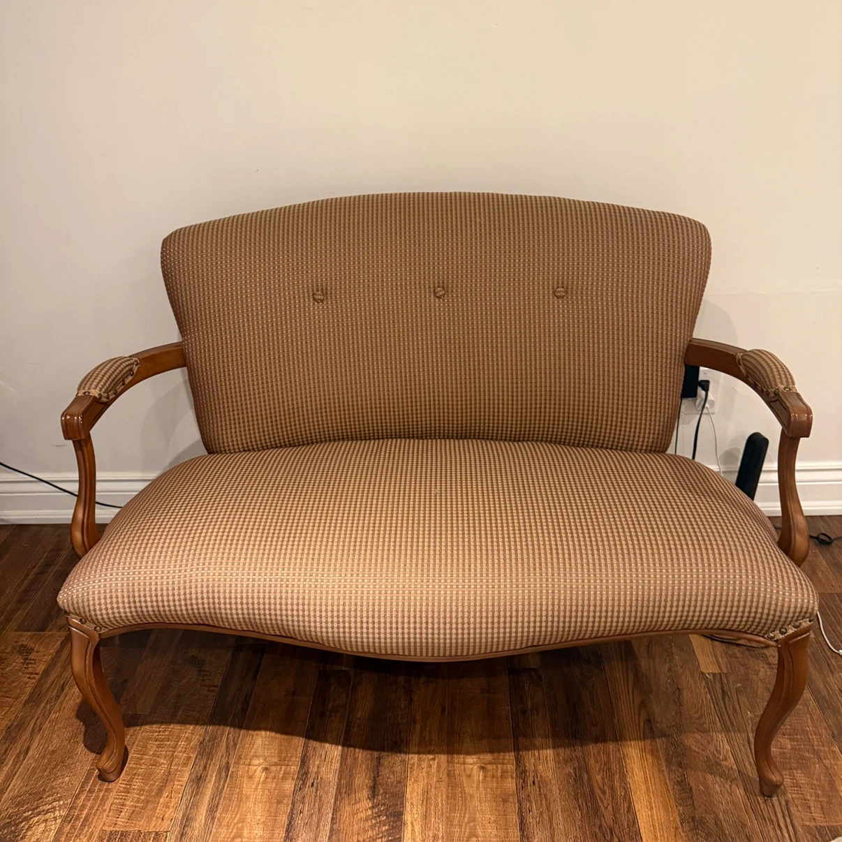 Vintage Solid Wood Loveseat – French Provincial Style