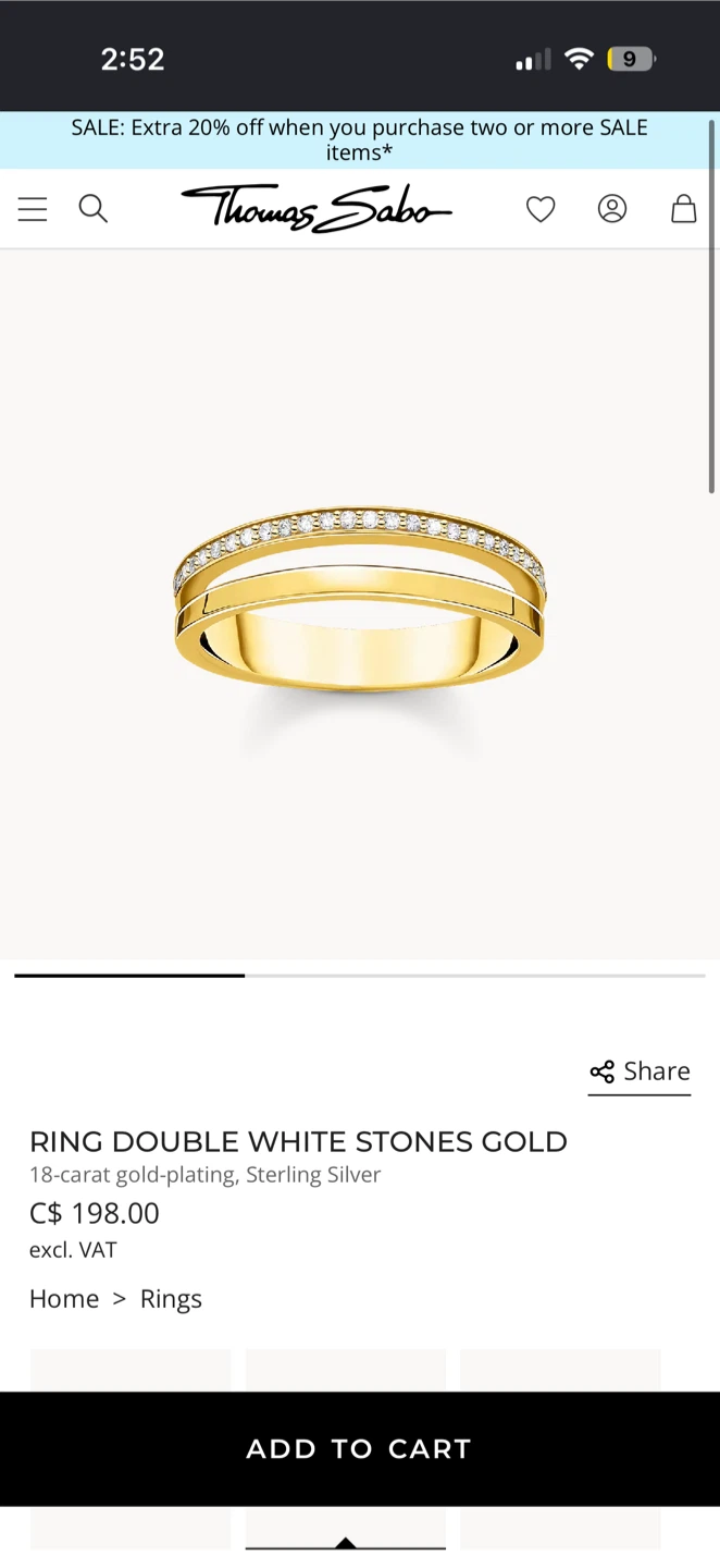 Thomas Sabo Ring Double White Stones Gold - photo 4