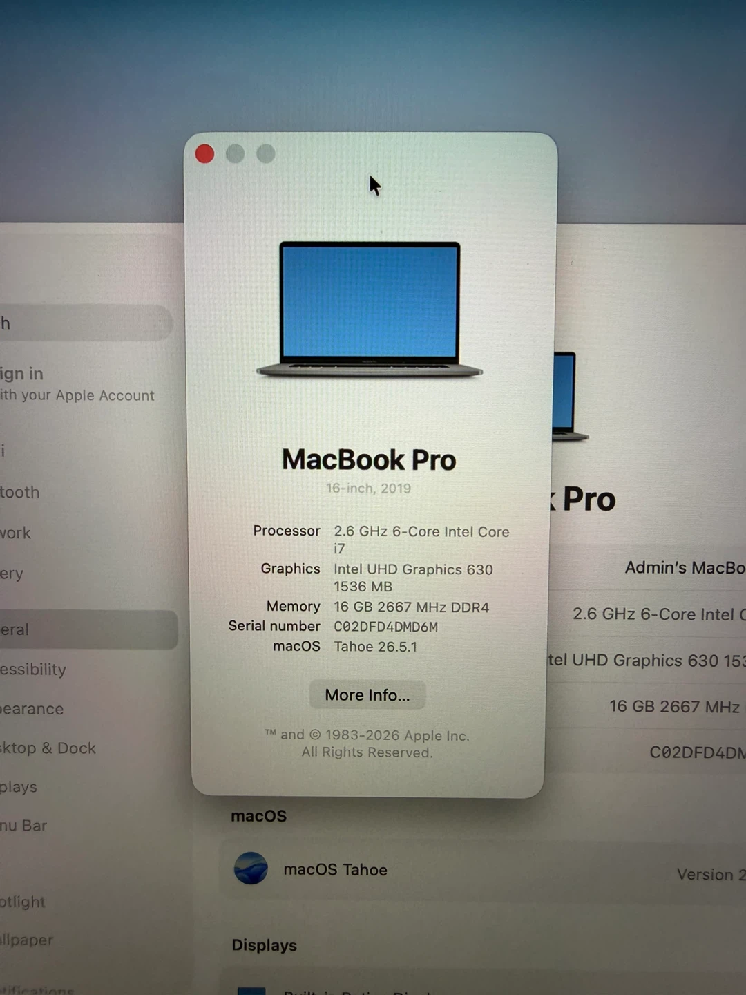 MacBook Pro 16” 2019 A2141/16GB RAM/512GB SSD/Macos Tahoe - photo 2