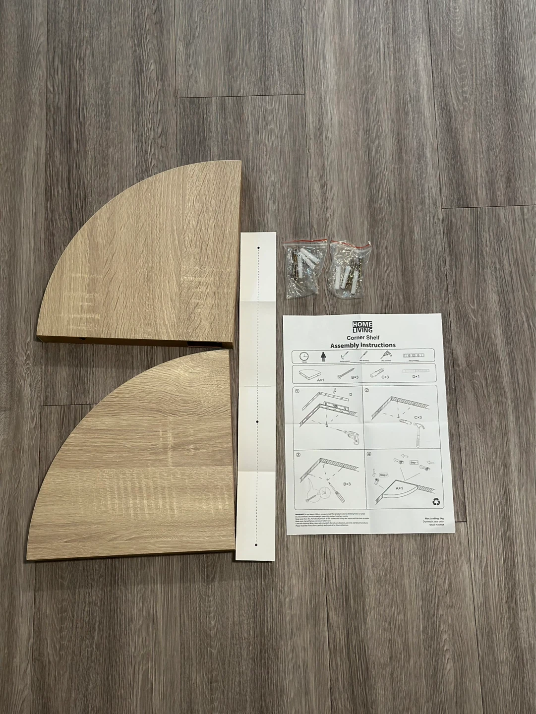 Corner Shelf white Wood Grain
