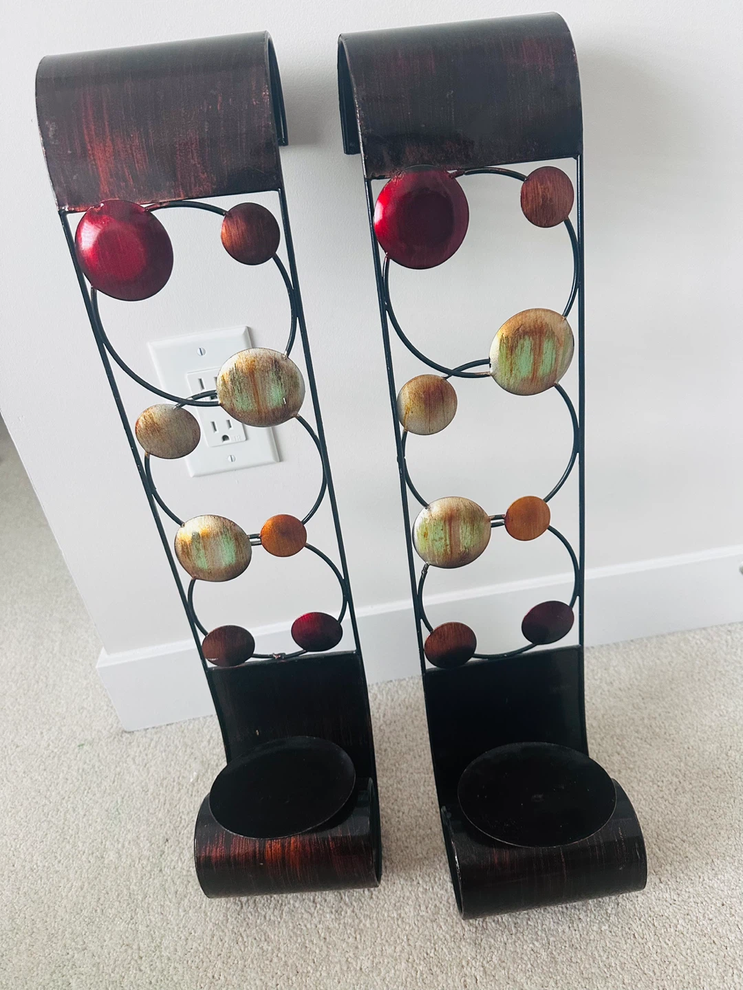 Set of 2 Metal Wall Sconces Candlesholder