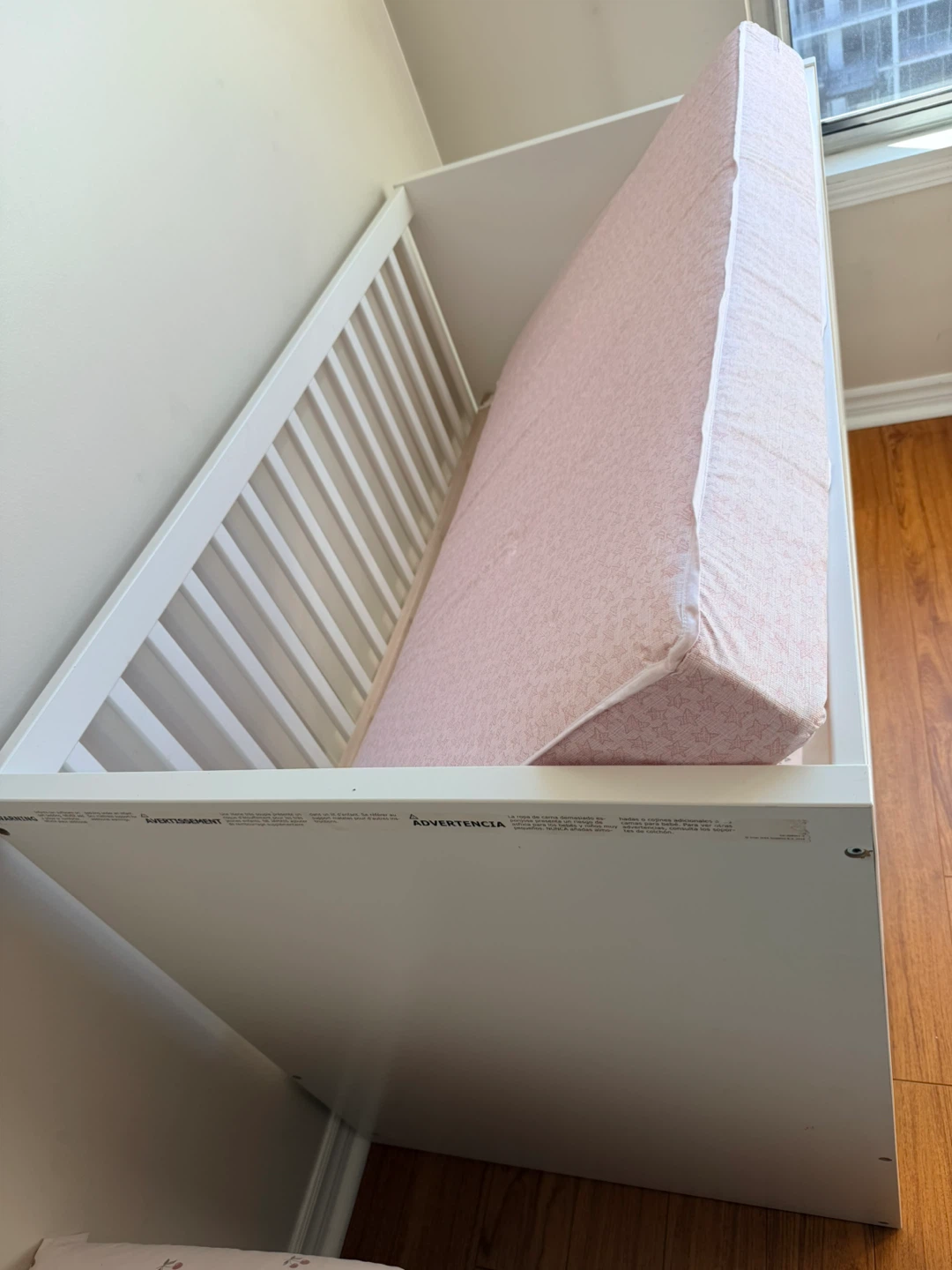 White Baby Crib with Pink Mattress and Storage Drawers - photo 3
