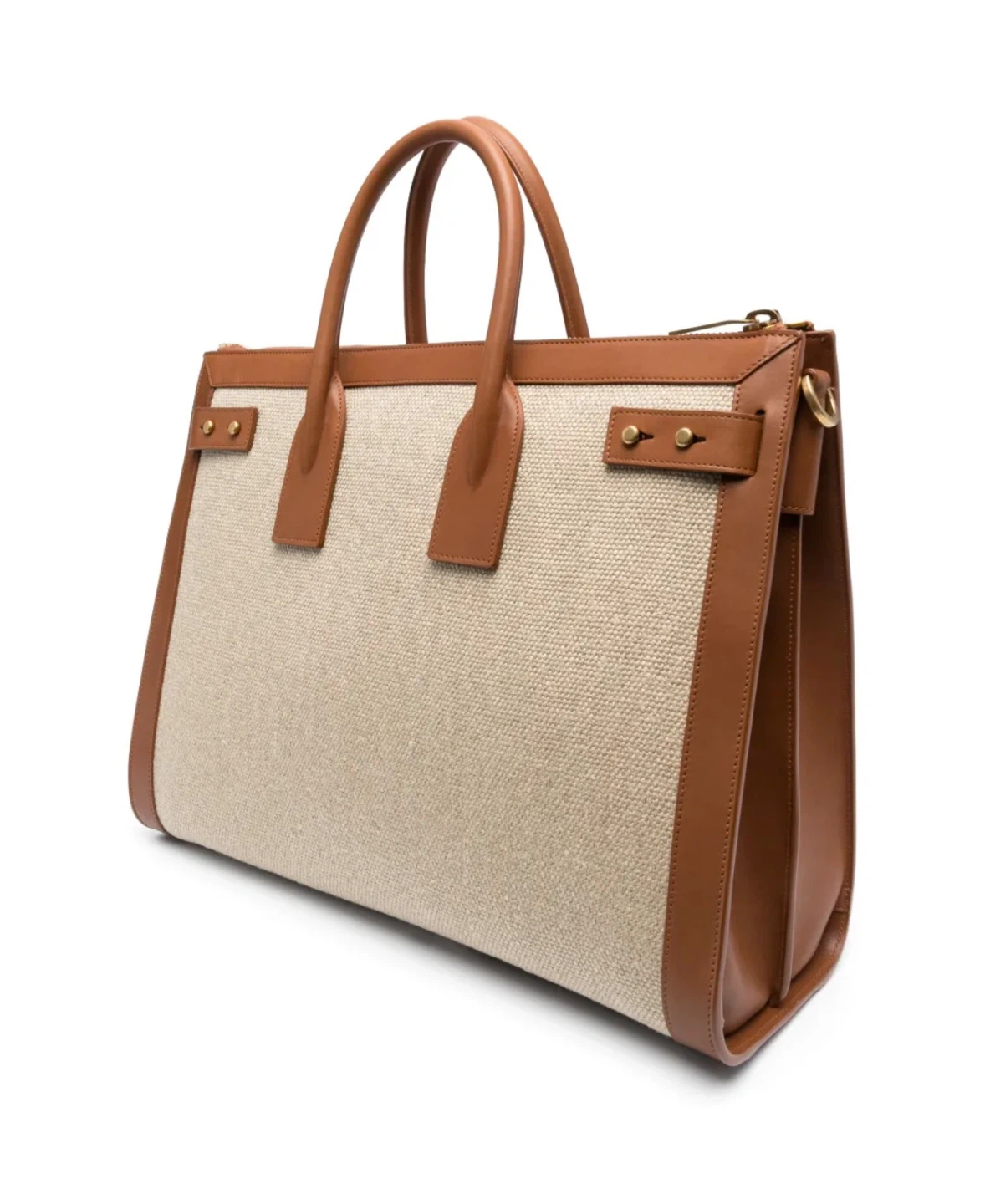 Saint Laurent Sac De Jour Tote Bag - Brown Leather & Canvas - photo 2
