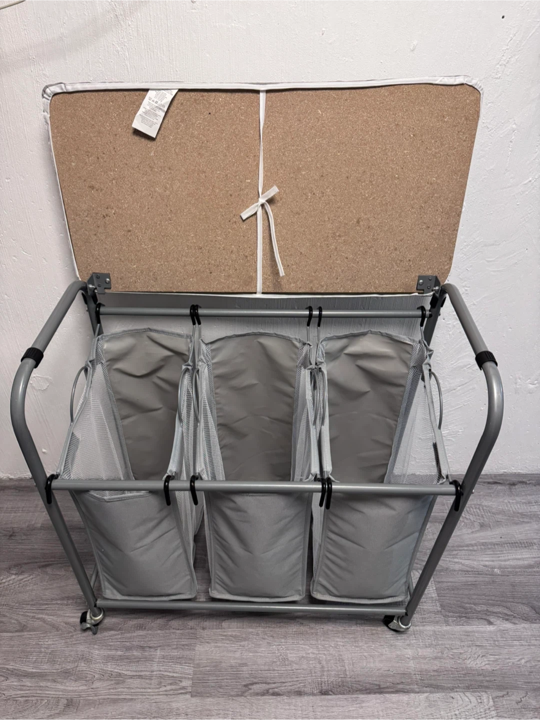 3-Compartment Laundry Sorter with Ironing Board Top - photo 2