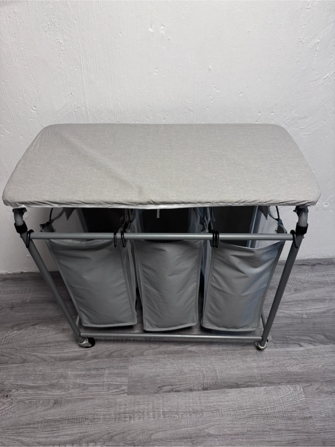 3-Compartment Laundry Sorter with Ironing Board Top - photo 4