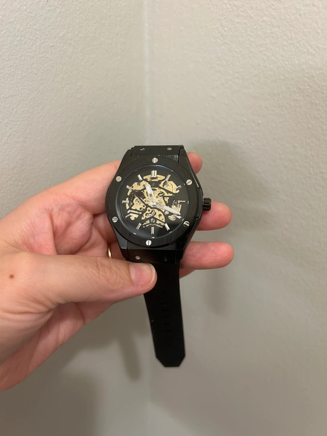 Black Skeleton Automatic Watch