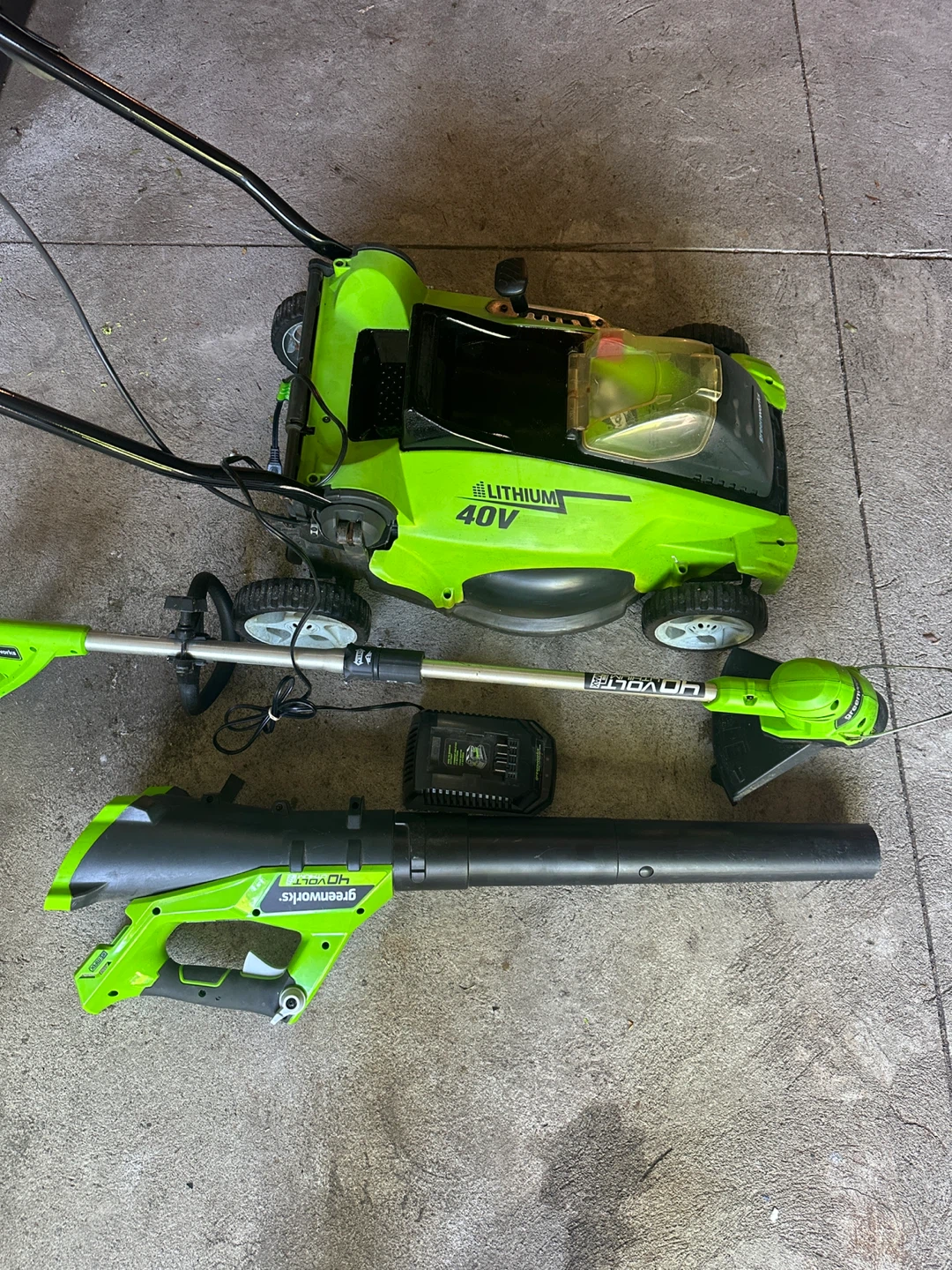 Combo 40v  Greenworks lawn mower ,, string trimmer,, blower - photo 2
