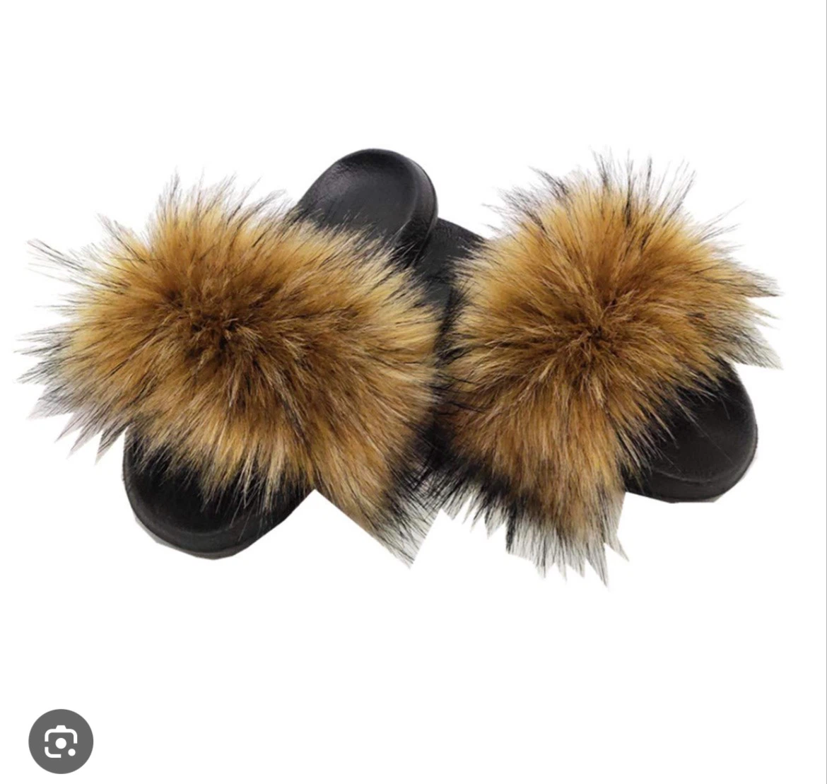 Brown Fur Slides - Size 8 Women's