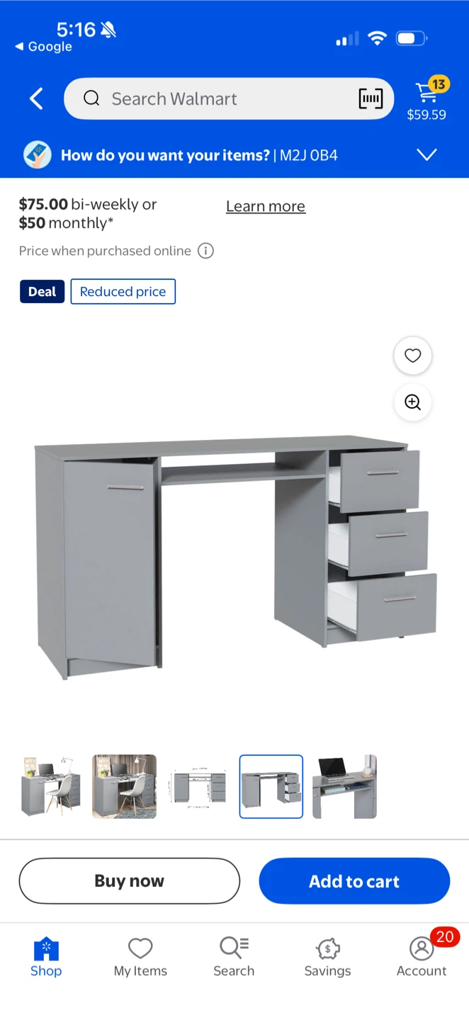 Grey Vanity Desk with Drawers - photo 2