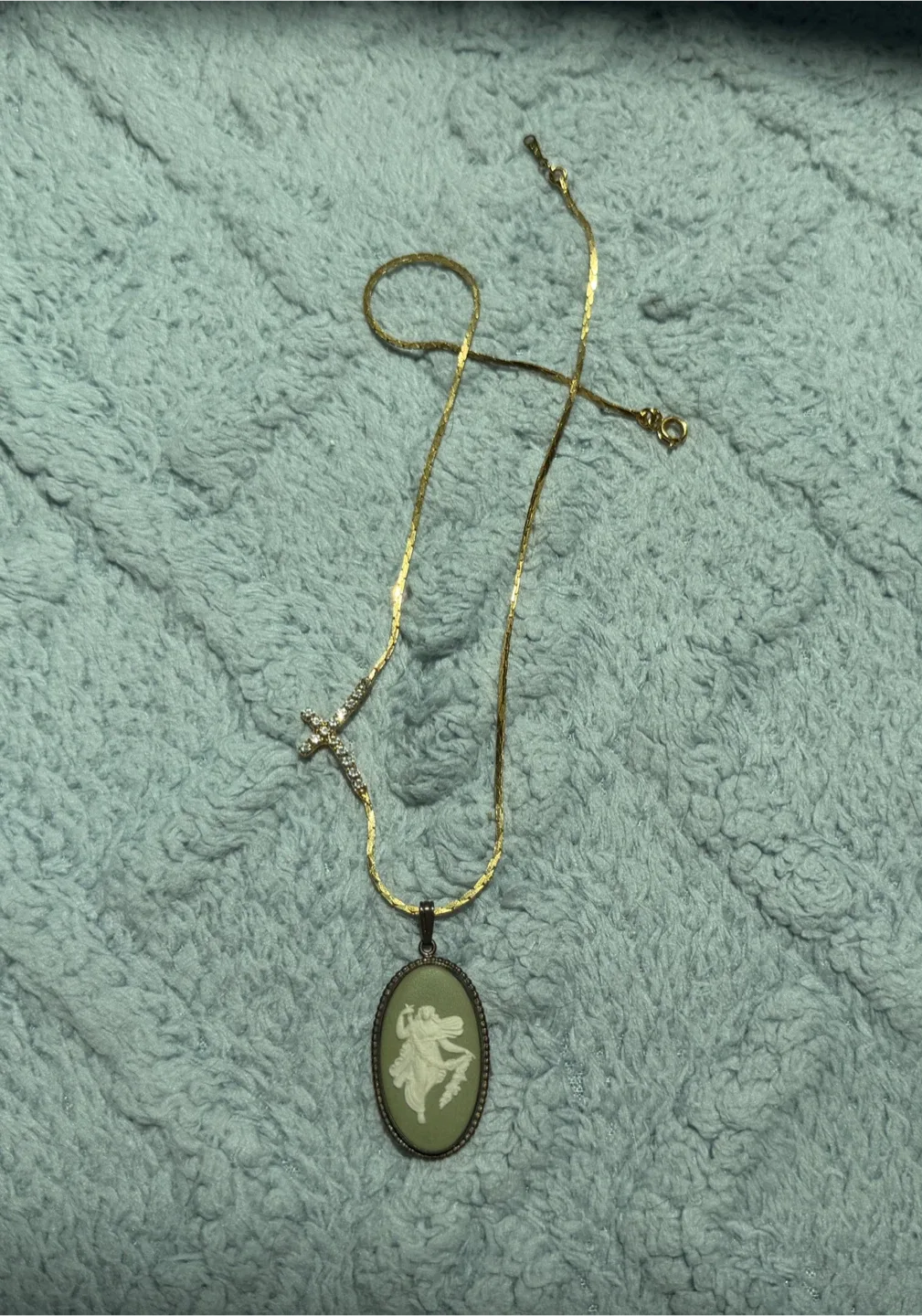 Vintage Wedgwood jasperware Sage Green pendant