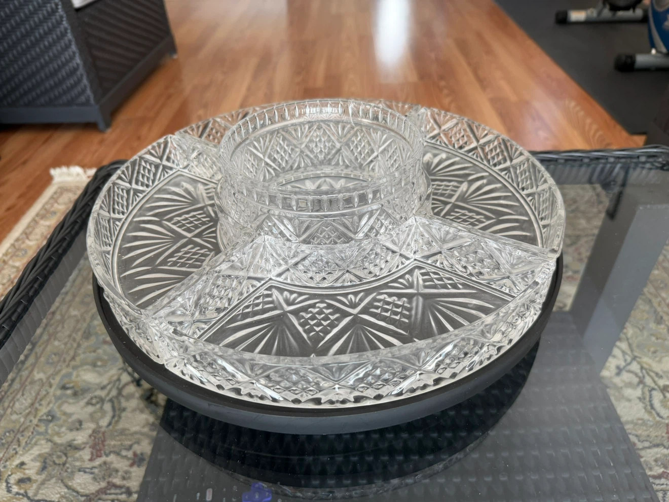 Clear Glass Serving Platter with Center Bowl - photo 2