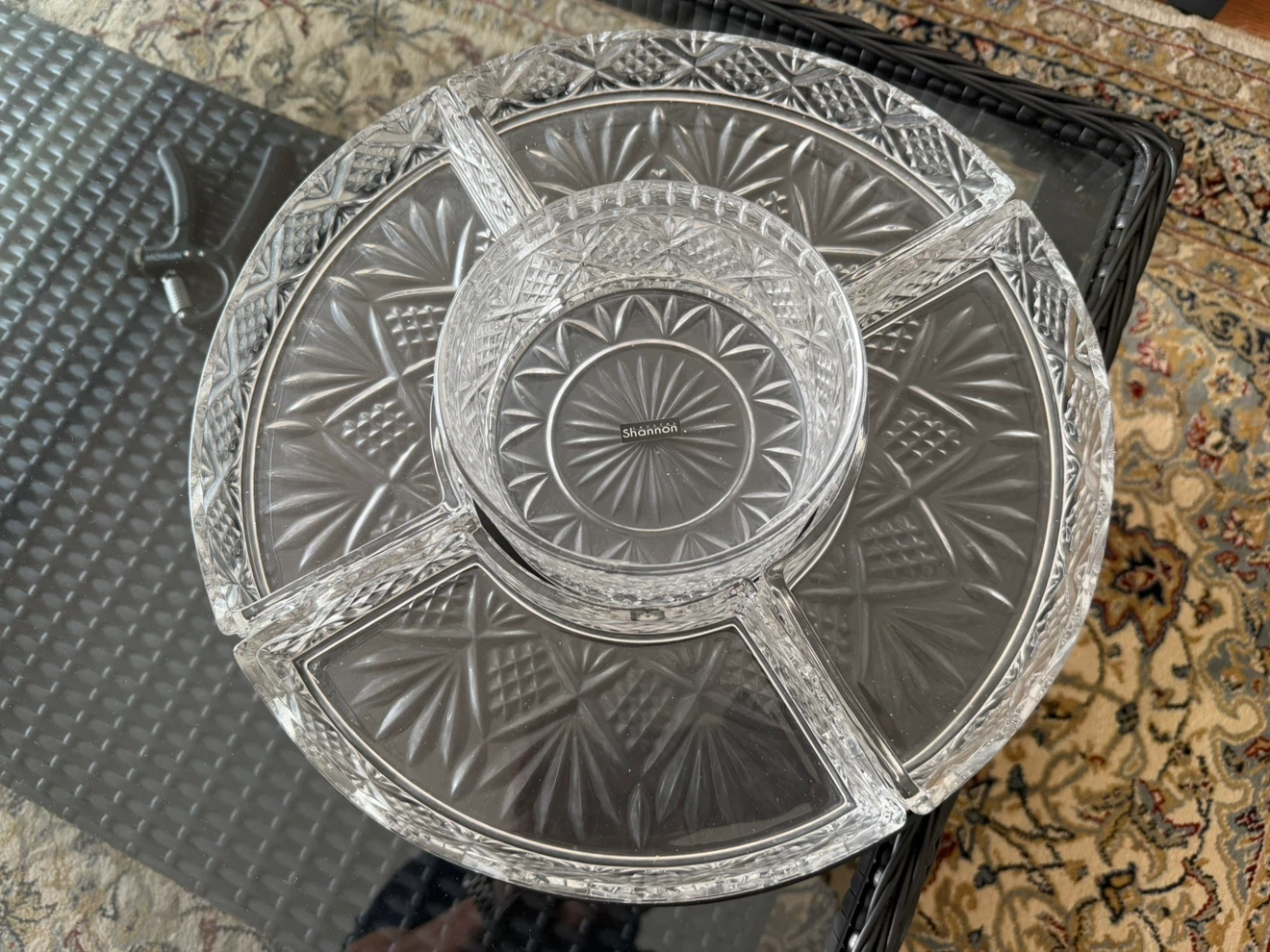 Clear Glass Serving Platter with Center Bowl - photo 3