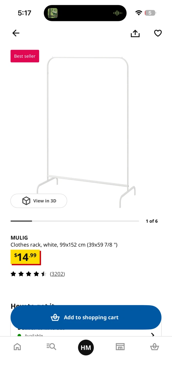 IKEA MULIG Clothes Rack, White (Selling two hangers) - photo 2