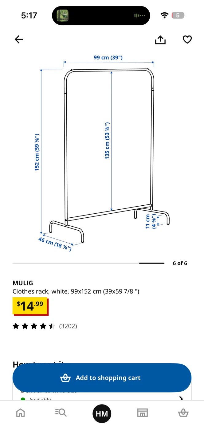 IKEA MULIG Clothes Rack, White (Selling two hangers) - photo 3